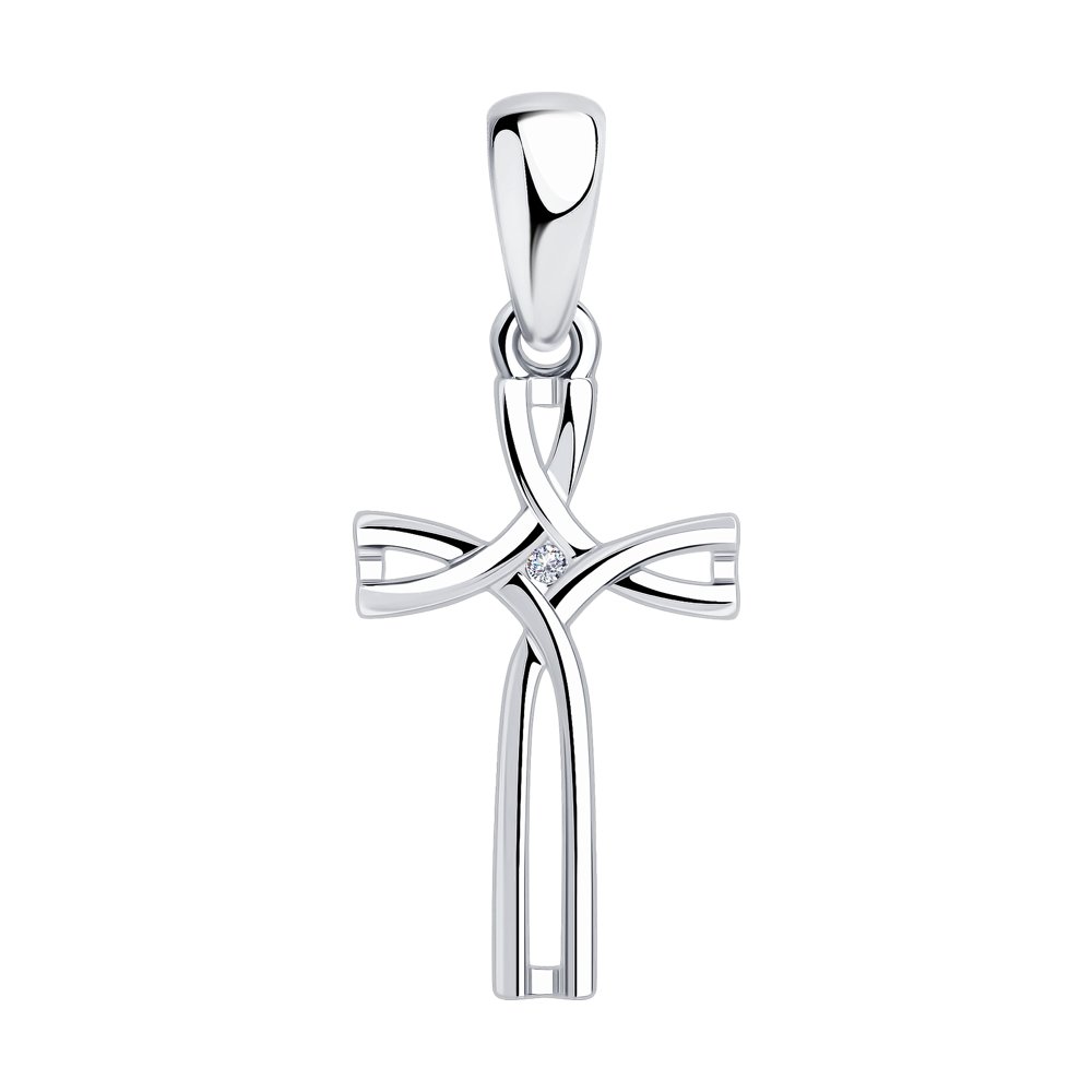 Pandantiv Cruce din Argint cu Diamant, articol 87030017, foto 1