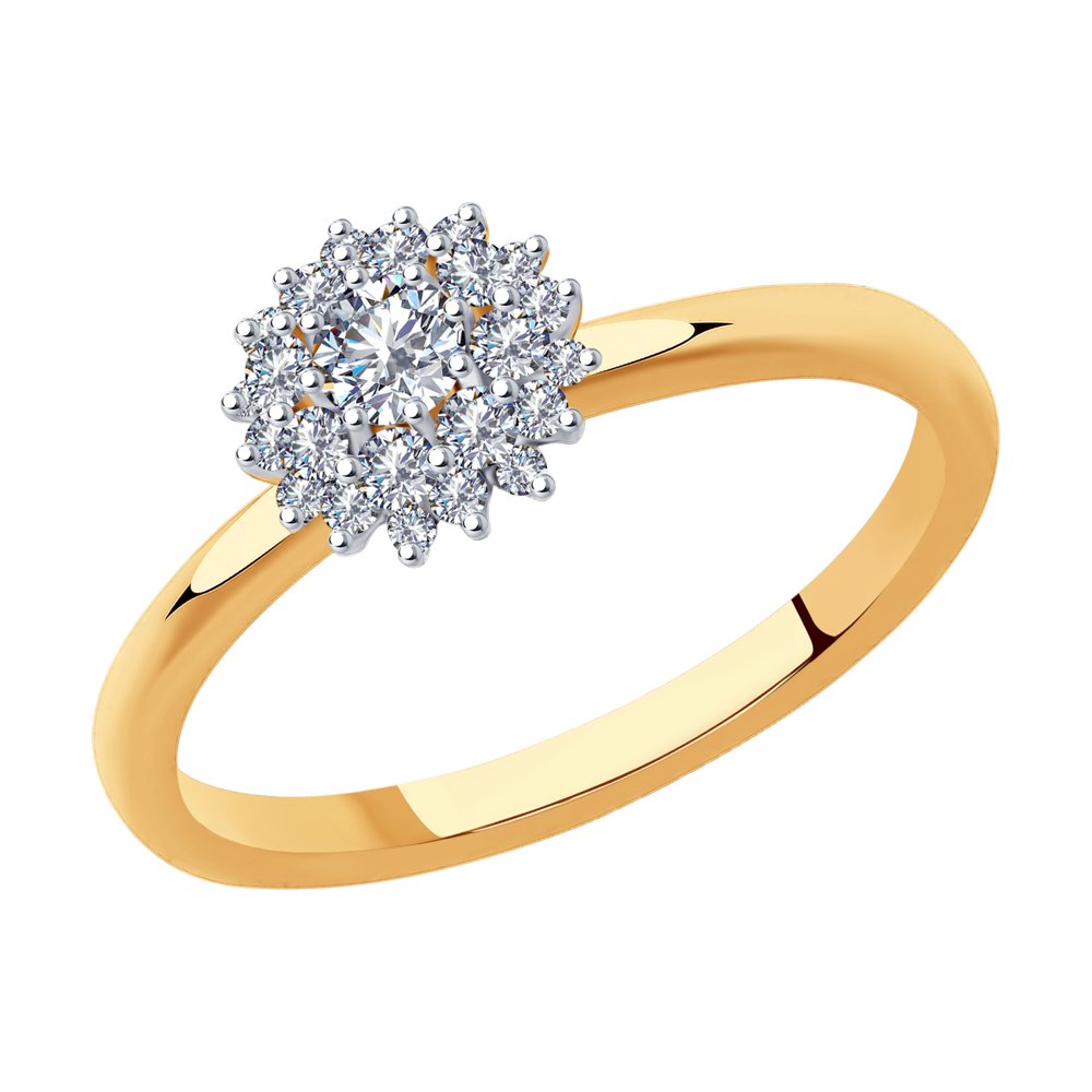 Inel din Aur Roz 14K cu Diamante, articol 1011929, previzualizare foto 1