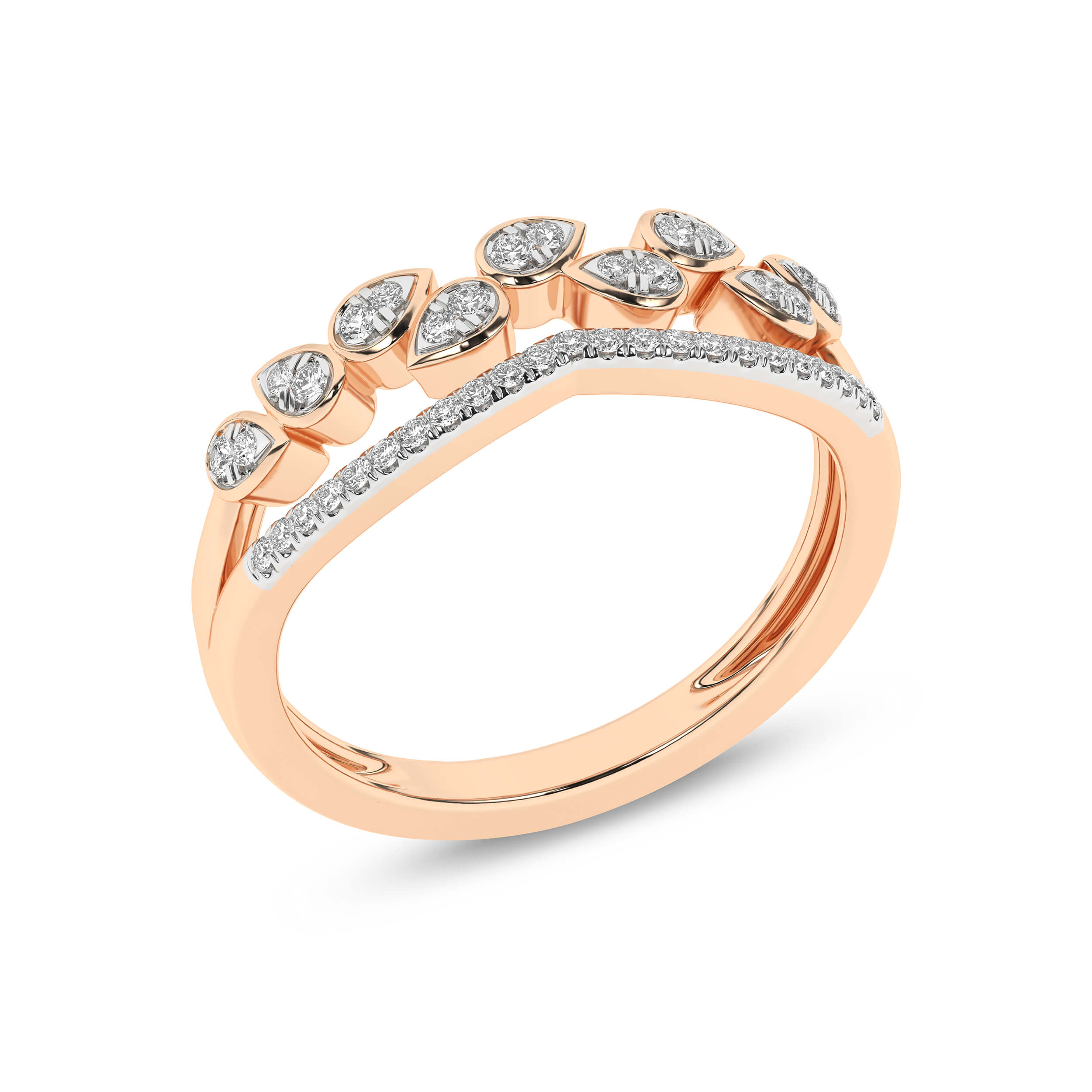 Inel din Aur Roz 14K cu Diamante 0.15Ct, articol RF14900, previzualizare foto 4