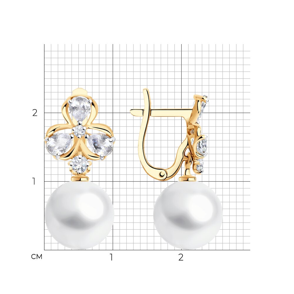 Cercei din Aur Roz 14K cu Perla si Zirconiu Swarovski, articol 792234, previzualizare foto 4