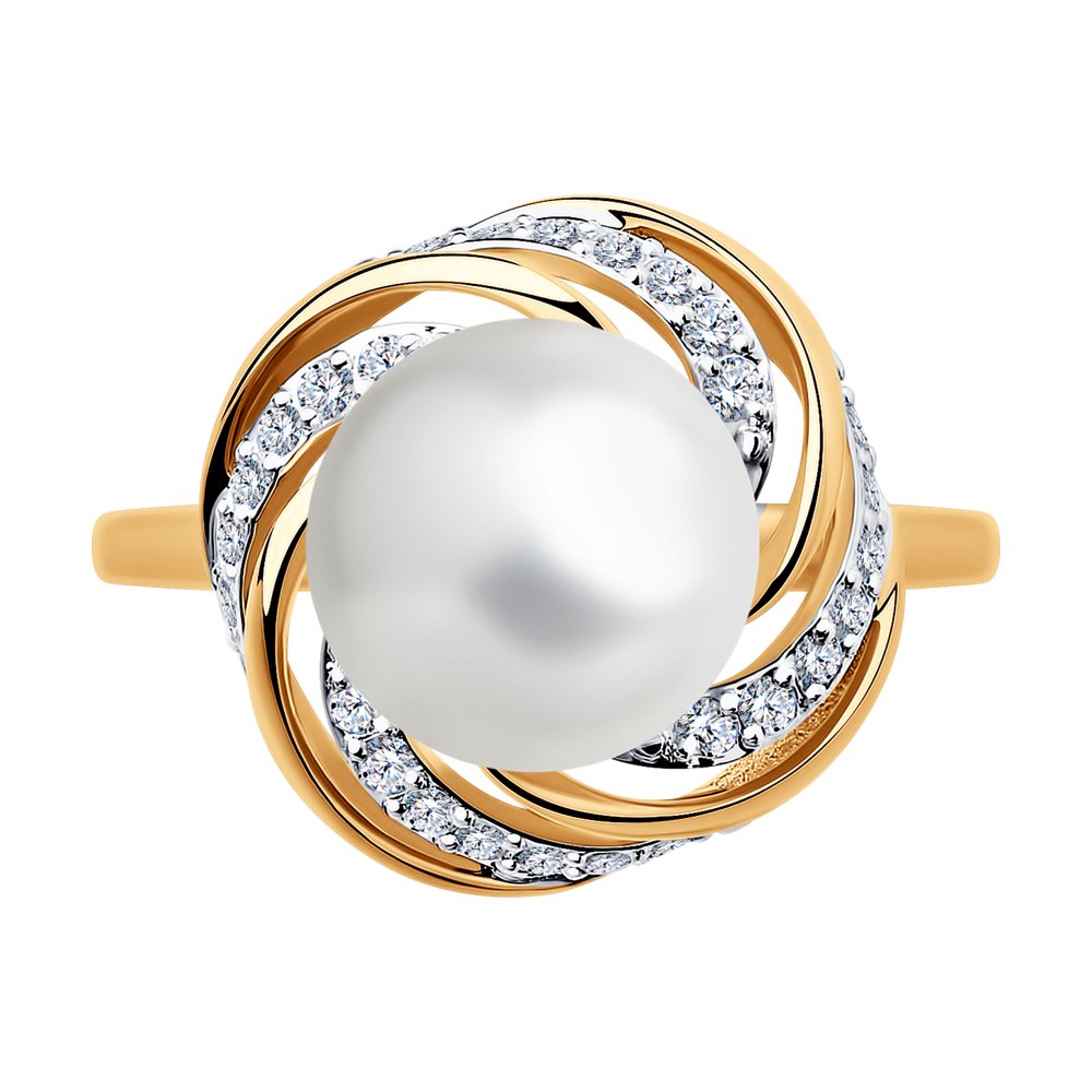 Inel din Aur Roz 14K cu Diamante si Perla, articol 8010064, previzualizare foto 3