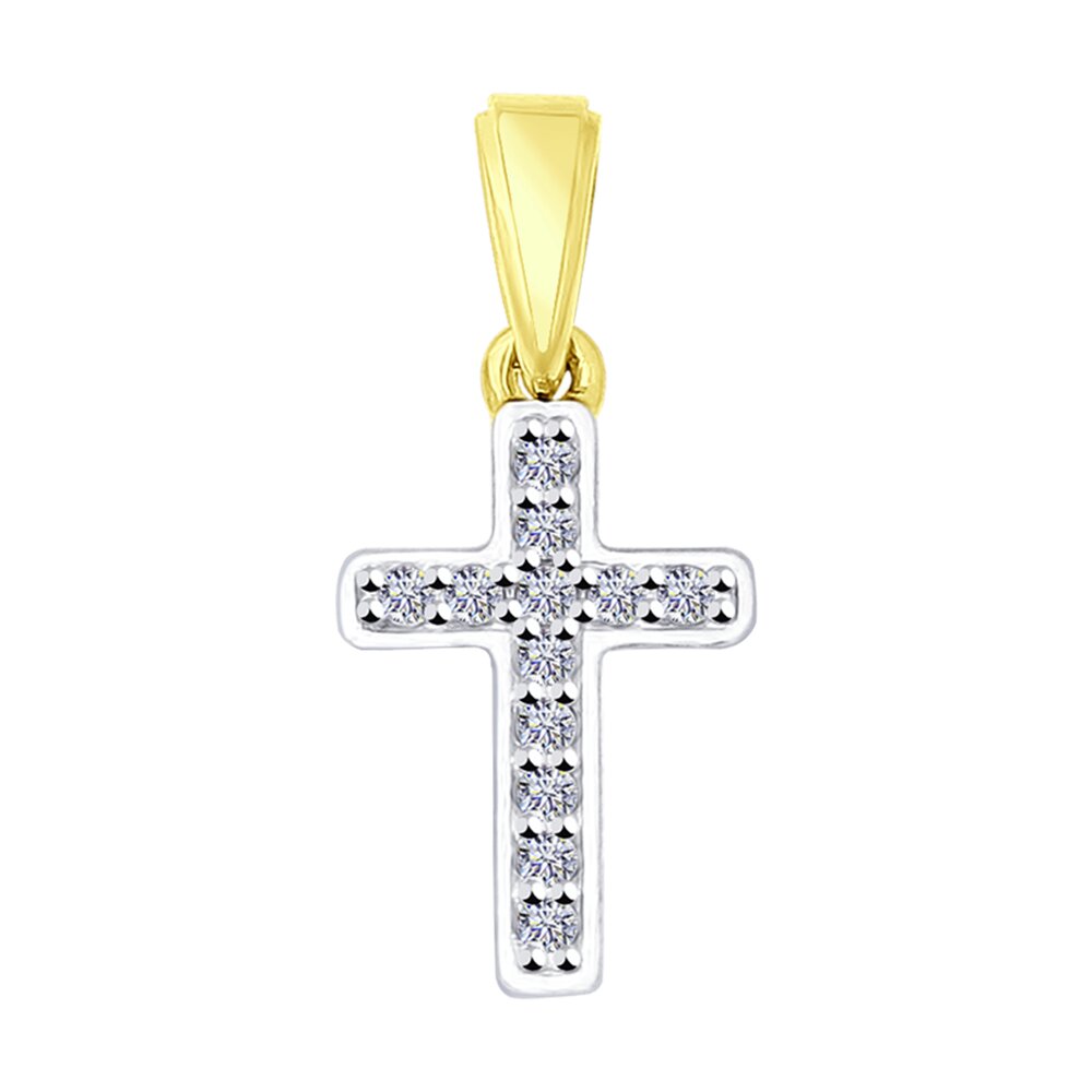 Pandantiv Cruce din Aur Galben 14K cu Zirconiu, articol 034851-2, previzualizare foto 1