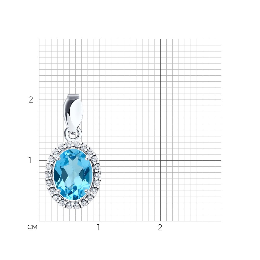 Pandantiv din Aur Alb 14K cu Topaz si Zirconiu, articol 731657-3, previzualizare foto 3