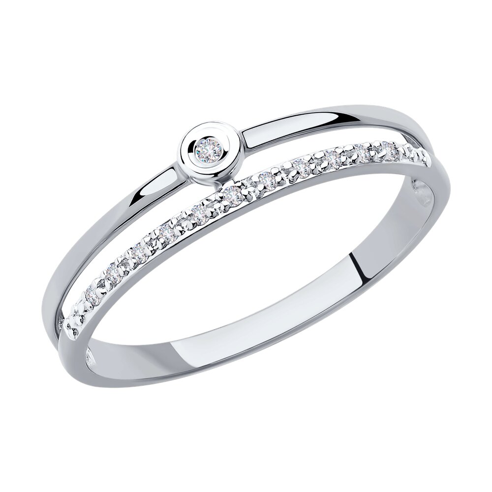 Inel din Aur Alb 14K cu Diamante, articol 1011864-3, previzualizare foto 1