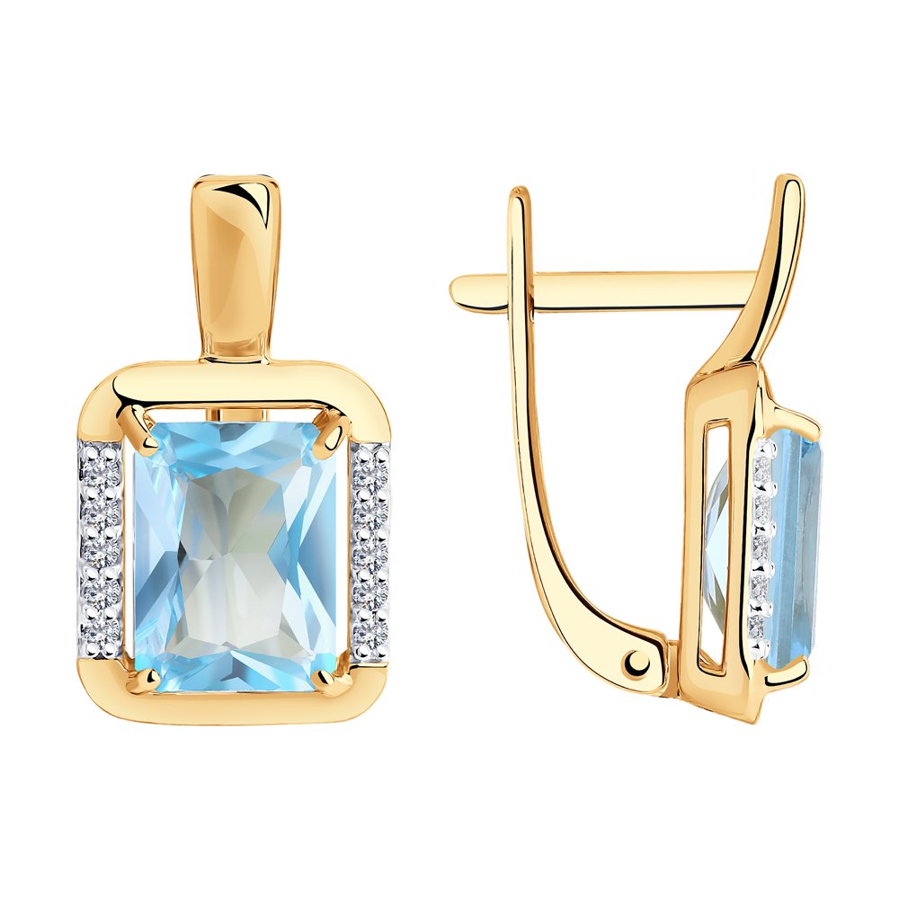 Cercei din Aur Roz 14K cu Topaz si Zirconiu, articol 727315, previzualizare foto 1