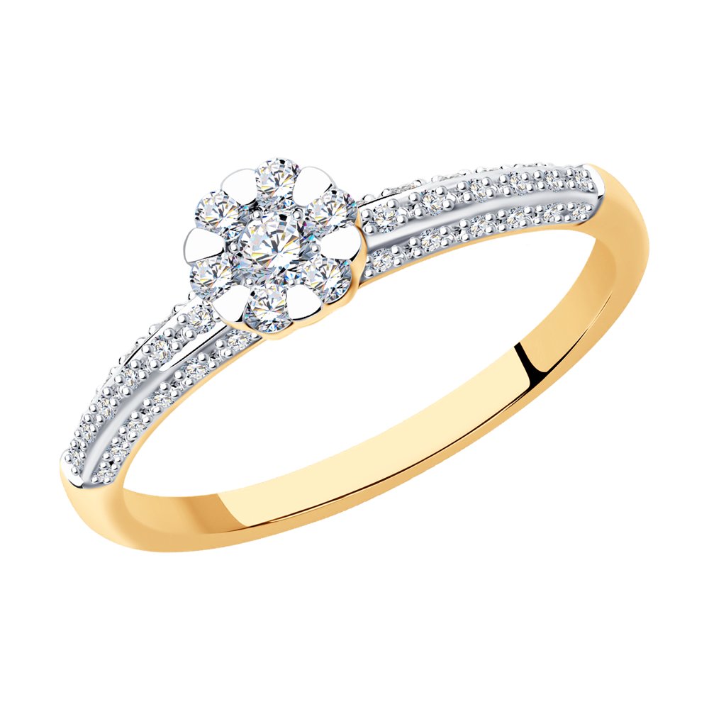 Inel din Aur Roz 14K cu Diamante , articol 1012201, previzualizare foto 1