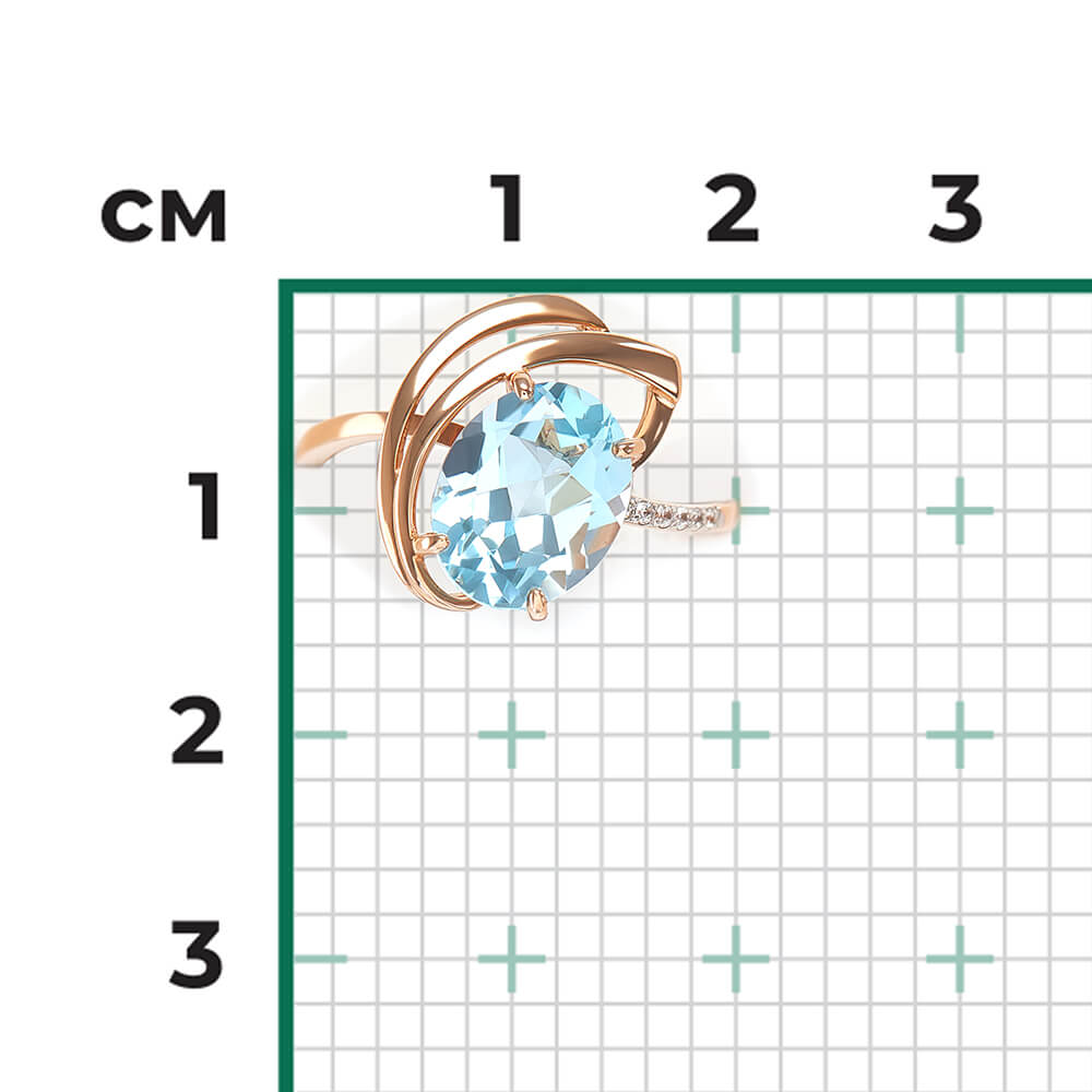 Inel Aur Roz 14K cu Topaz,Zirconiu, articol 01-4779-00-207-1110-46 №16 52, previzualizare foto 3