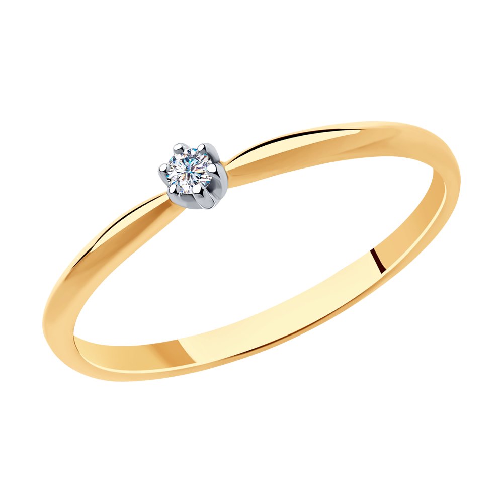 Inel din Aur Roz 14K cu Diamant, articol 1011928, previzualizare foto 1