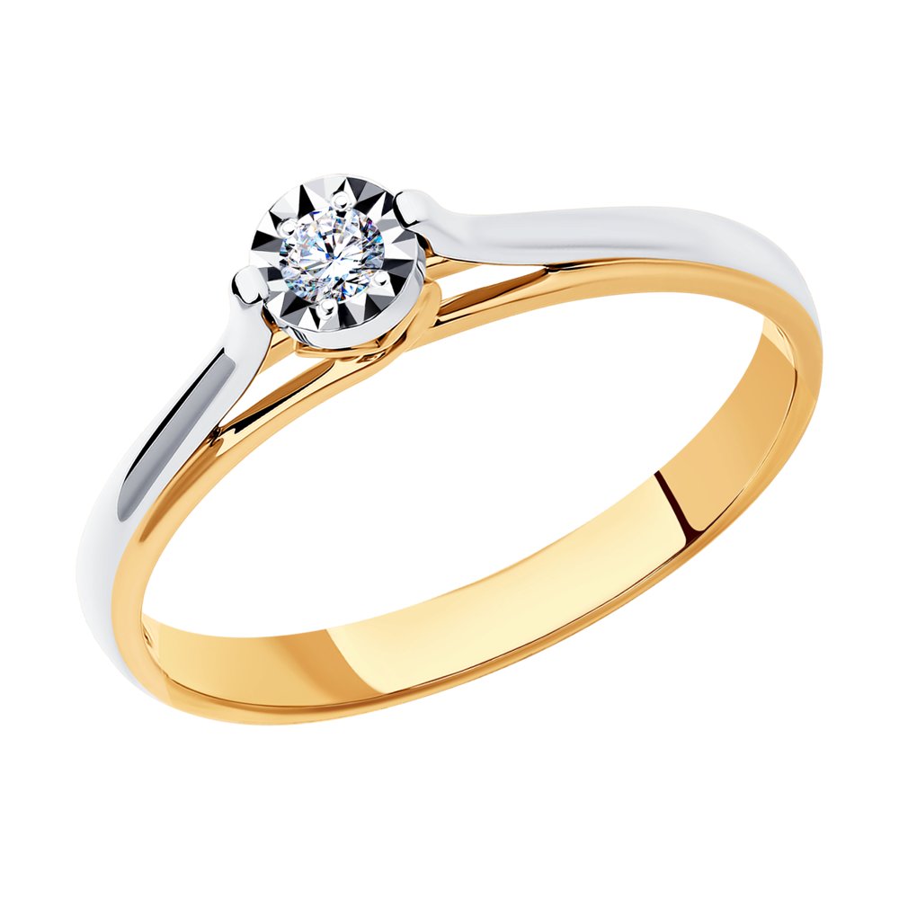 Inel din Aur Roz 14K cu Diamant, articol 1012170, previzualizare foto 1