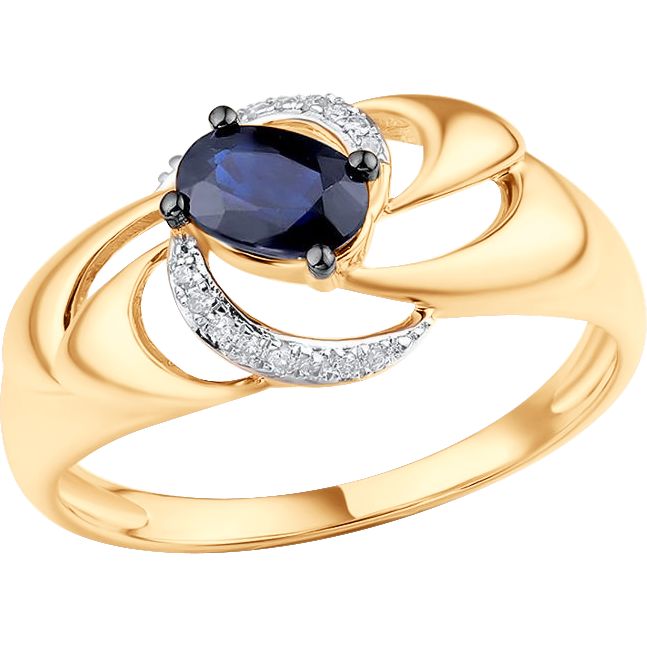 Inel din Aur Roz 14K cu Diamante si Safir, articol 2019014-7, previzualizare foto 1