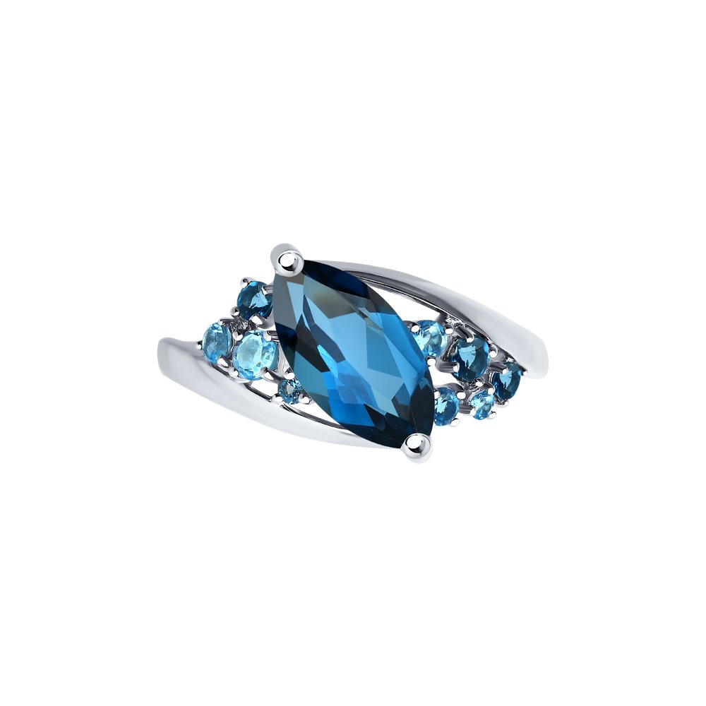 Inel din Aur Alb 14k cu Topaz si Zirconiu, articol 715027-3, previzualizare foto 2