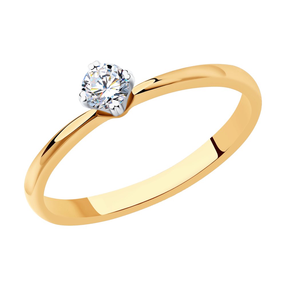 Inel din Aur Roz 14K cu Diamant, articol 1012141, previzualizare foto 1