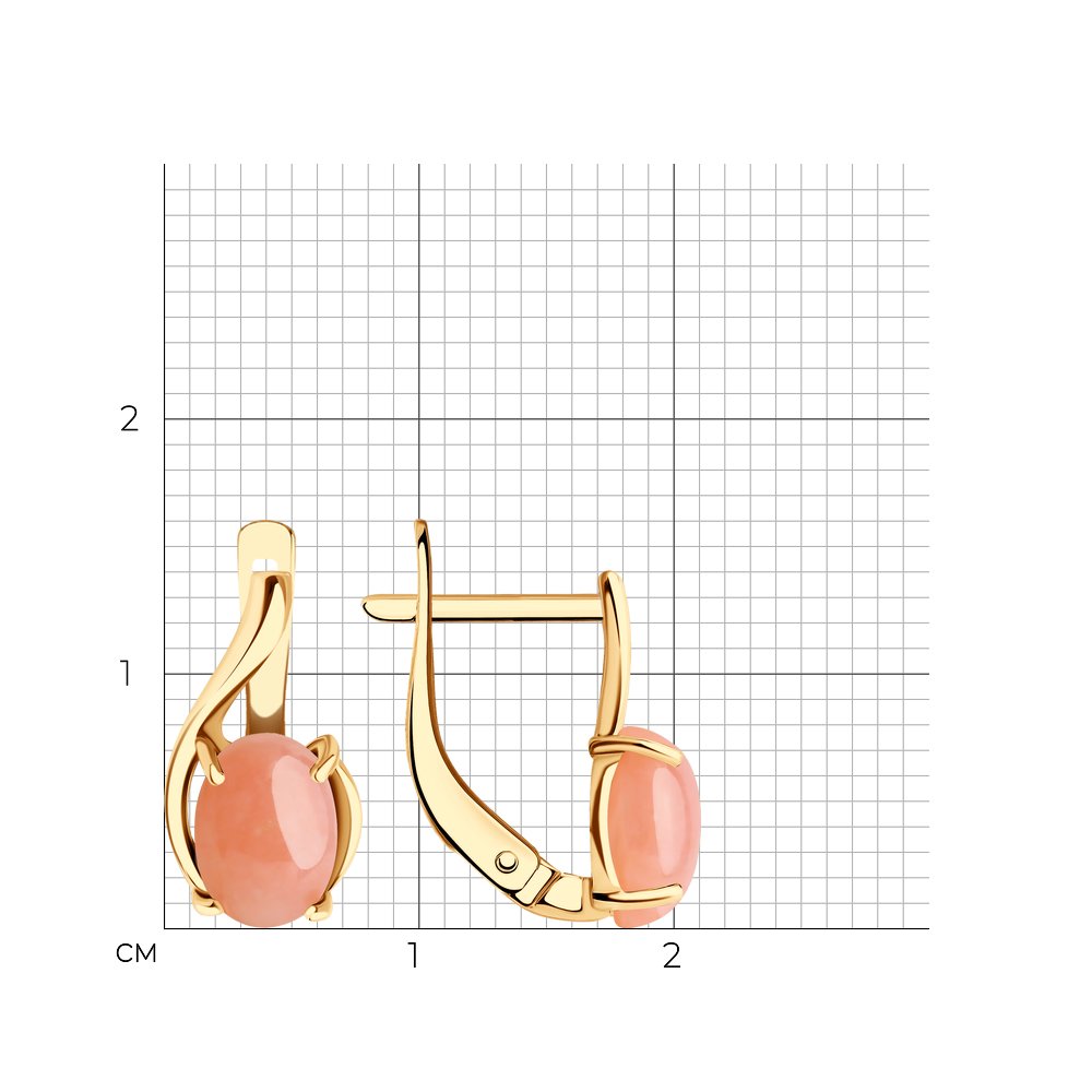Cercei din Aur Roz 14K cu Opal roz natural, articol 727669, previzualizare foto 2