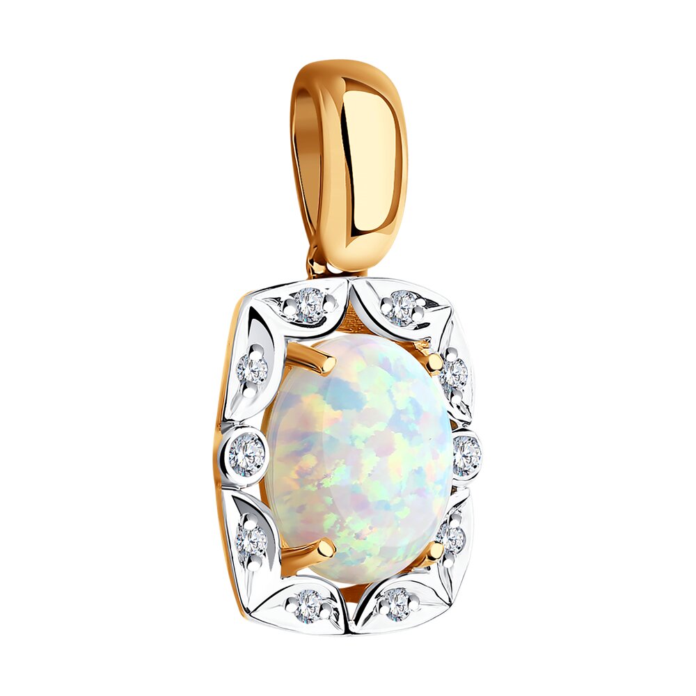 Pandantiv din Aur Roz 14K cu Diamante si Opal, articol 6034022, previzualizare foto 2