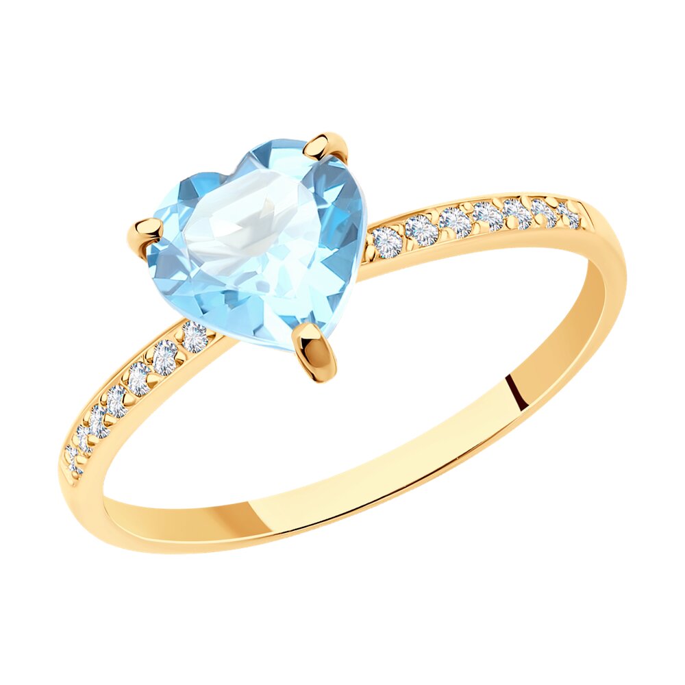 Inel din Aur Roz 14k cu Topaz si Zirconiu, articol 716103, previzualizare foto 1