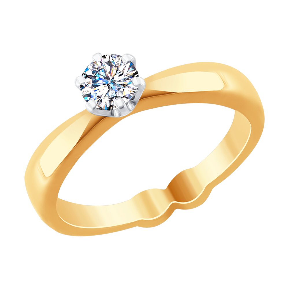 Inel din Aur Roz 14K cu Diamant, articol 9010053-46, previzualizare foto 1