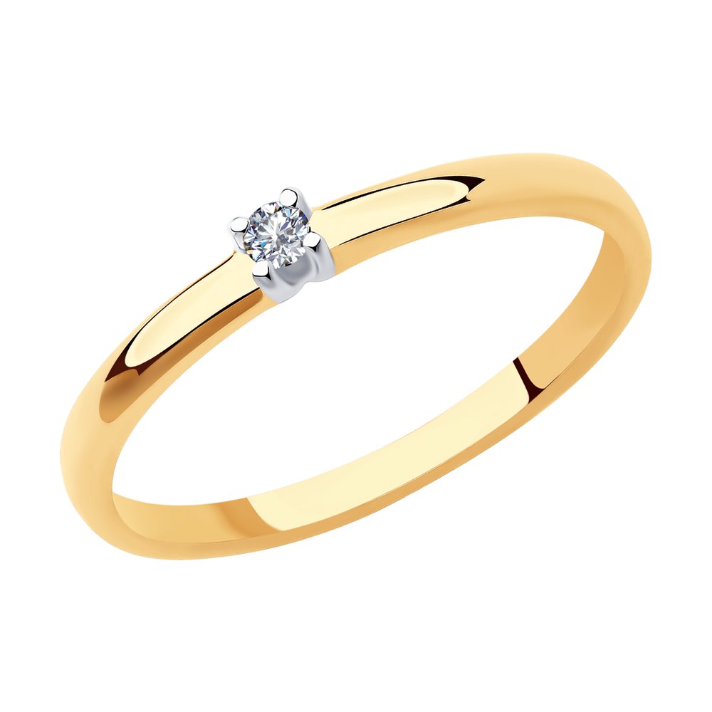 Inel din Aur Roz 14K cu Diamant, articol 1011906, previzualizare foto 1