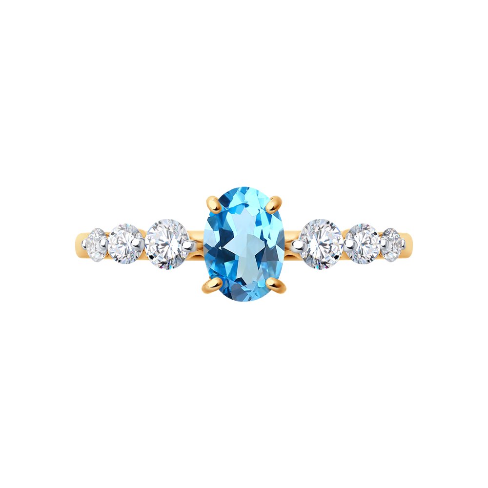 Inel din Aur Roz 14K cu Topaz si Zirconiu , articol 716126, previzualizare foto 2