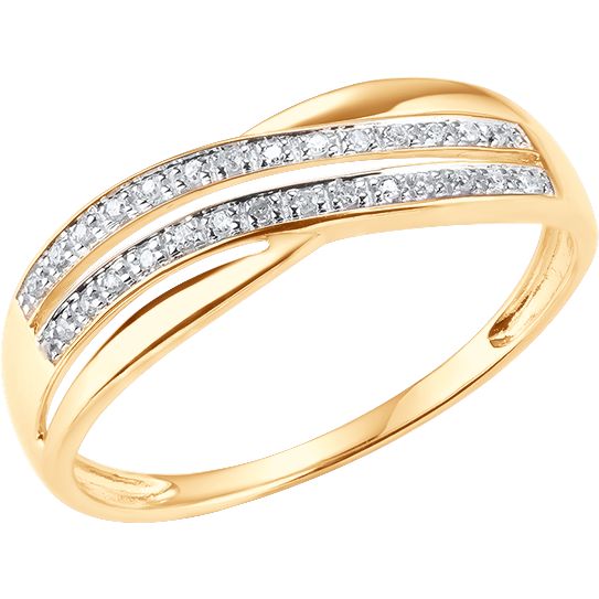 Inel din Aur Roz 14K cu Diamante, articol 1019025-7, previzualizare foto 1