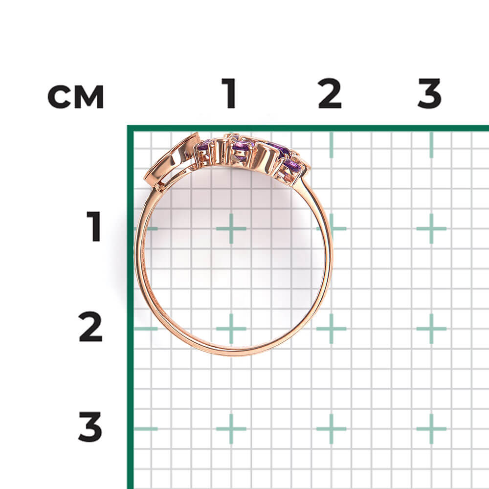 Inel Aur Roz 14K cu Ametist, articol 01-5834-00-203-1110 №24 10, previzualizare foto 2