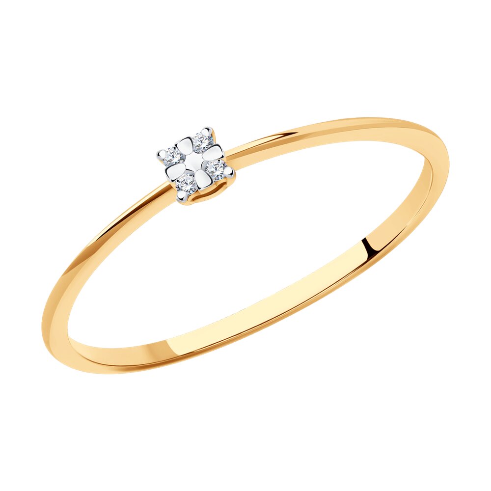 Inel din Aur Roz 14K cu Diamante, articol 1012350, previzualizare foto 1