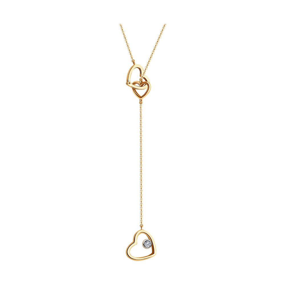 Colier din Aur Roz 14K cu Diamante , articol 1070125, previzualizare foto 1