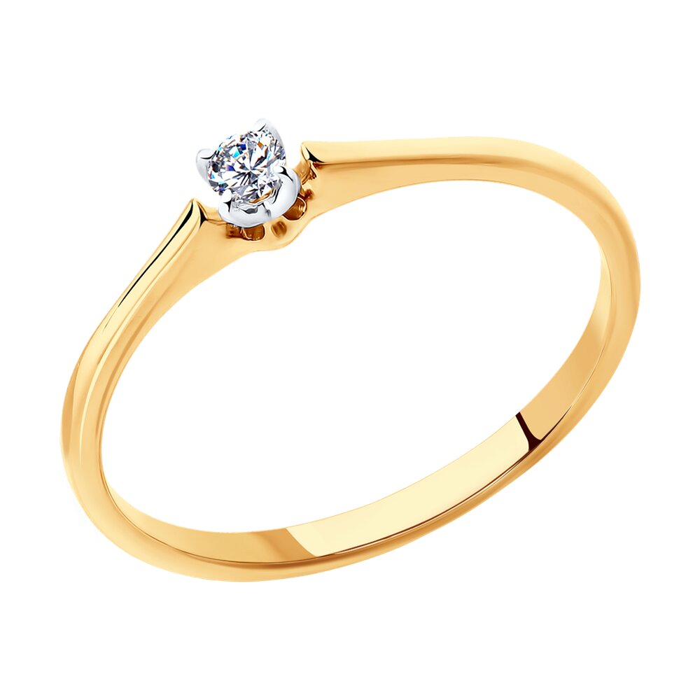 Inel din Aur Roz 14K cu Diamant, articol 1011354, previzualizare foto 1