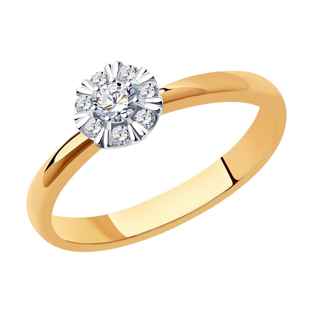 Inel din Aur Roz 14K cu Diamante, articol 1012155, previzualizare foto 1
