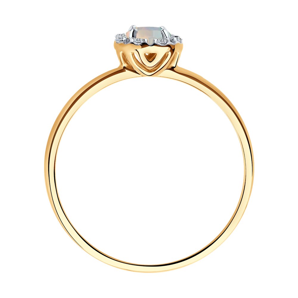 Inel din Aur Roz 14K cu Diamante si Opal, articol 6014167, previzualizare foto 3