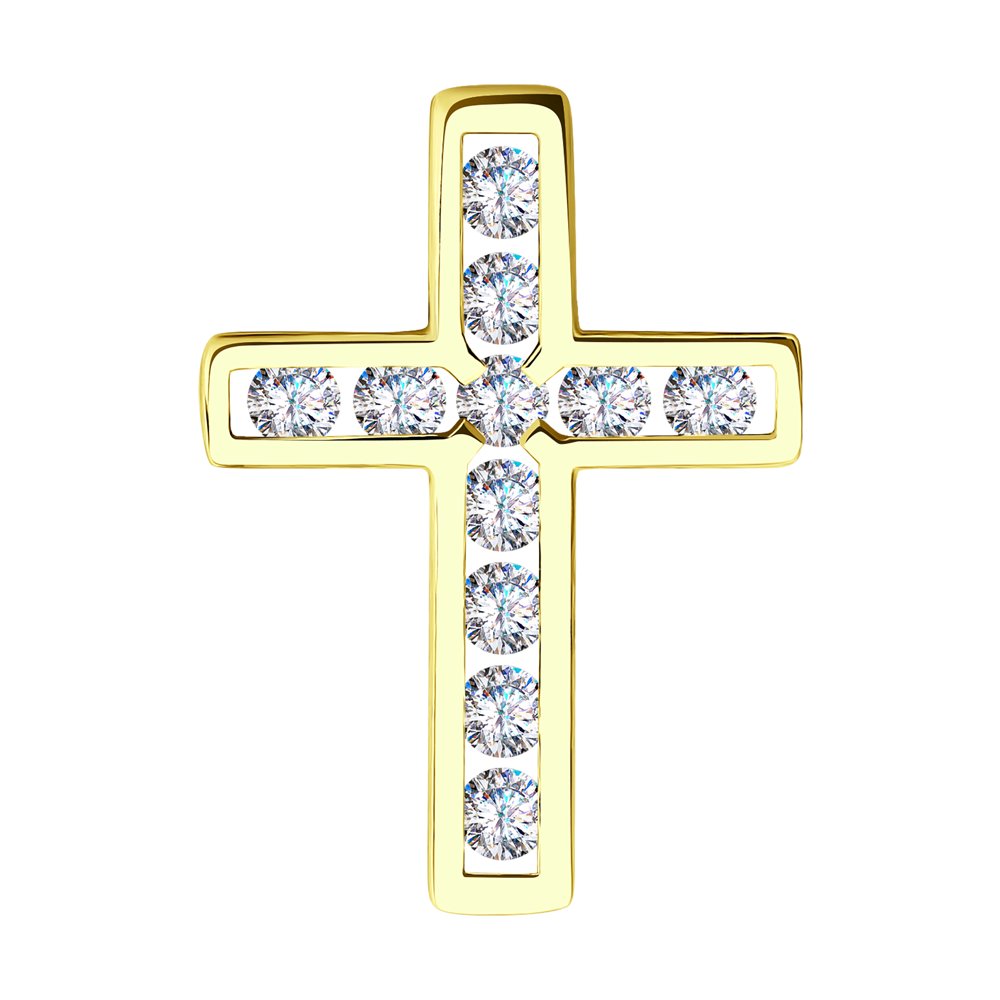Pandantiv Cruce din Aur Galben 14K cu Diamante , articol 1030829-2, previzualizare foto 1