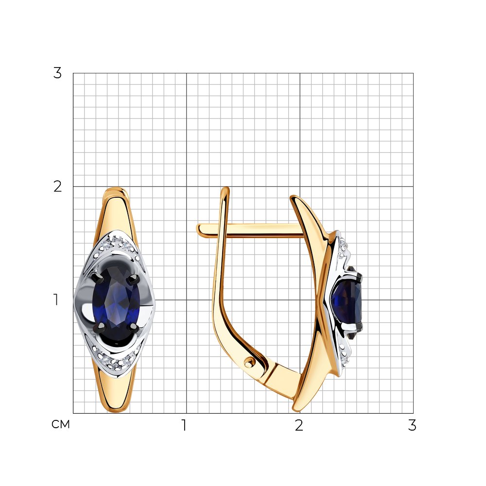 Cercei din Aur Roz 14K cu Diamante si Corund, articol 6022156, previzualizare foto 3