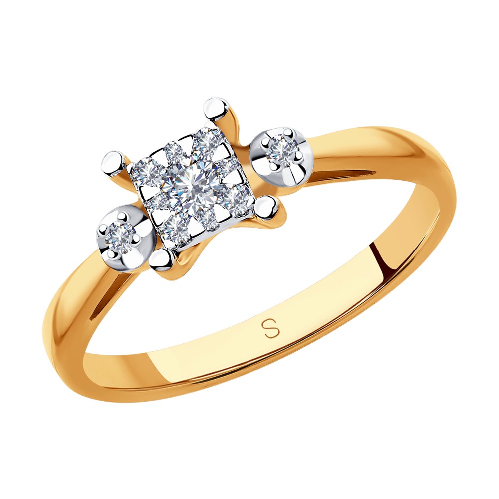 Inel din Aur Roz 14K cu Diamante, articol 1011870, previzualizare foto 1