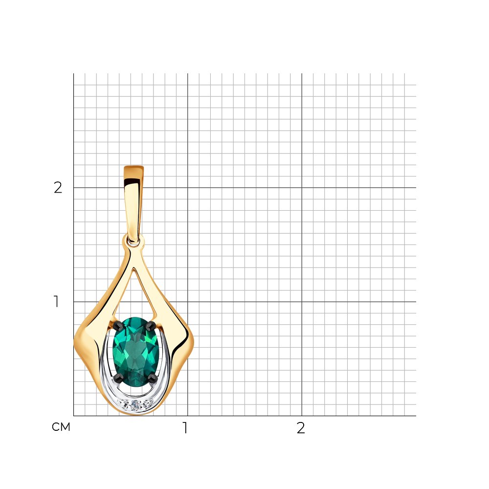 Pandantiv din Aur Roz 14K cu Diamante si Smarald hidrotermal, articol 6037016, previzualizare foto 2