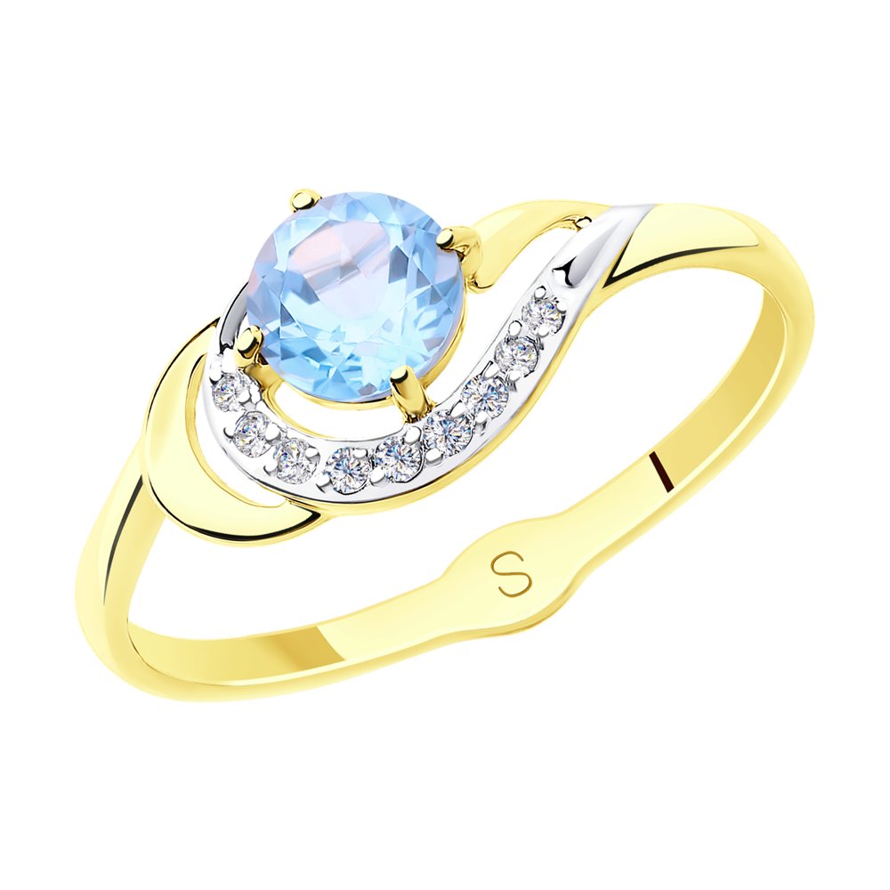 Inel din Aur Galben 14K cu Topaz si Zirconiu, articol 715561-2, previzualizare foto 1