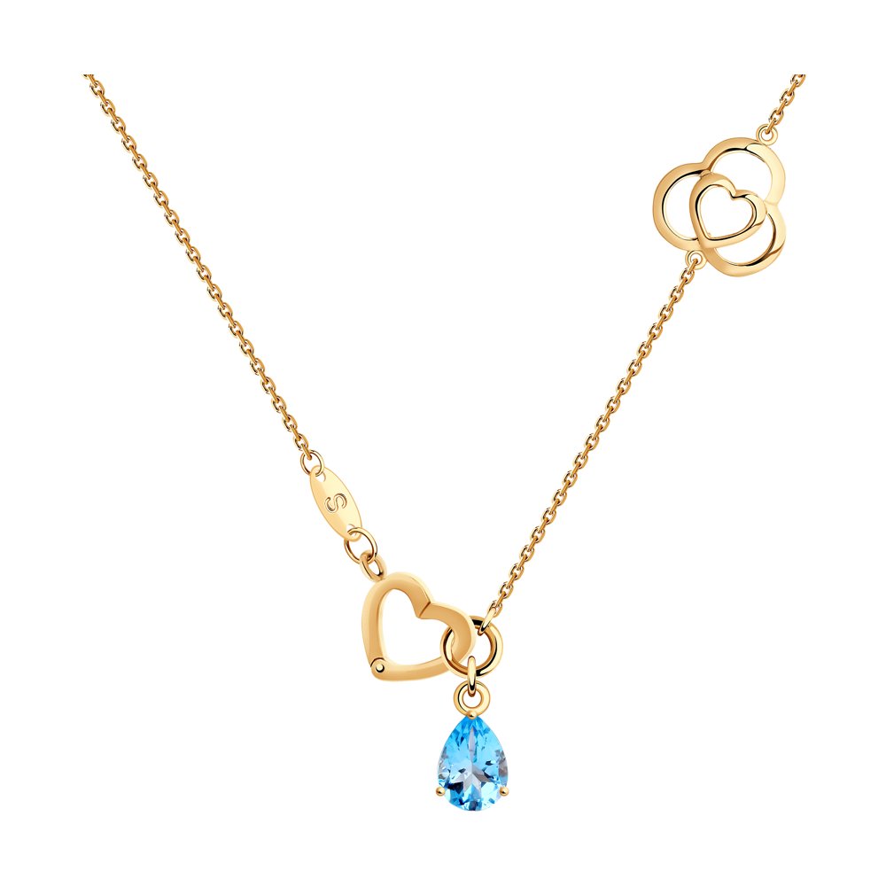 Colier din Aur Roz 14K cu Topaz , articol 770302, previzualizare foto 2