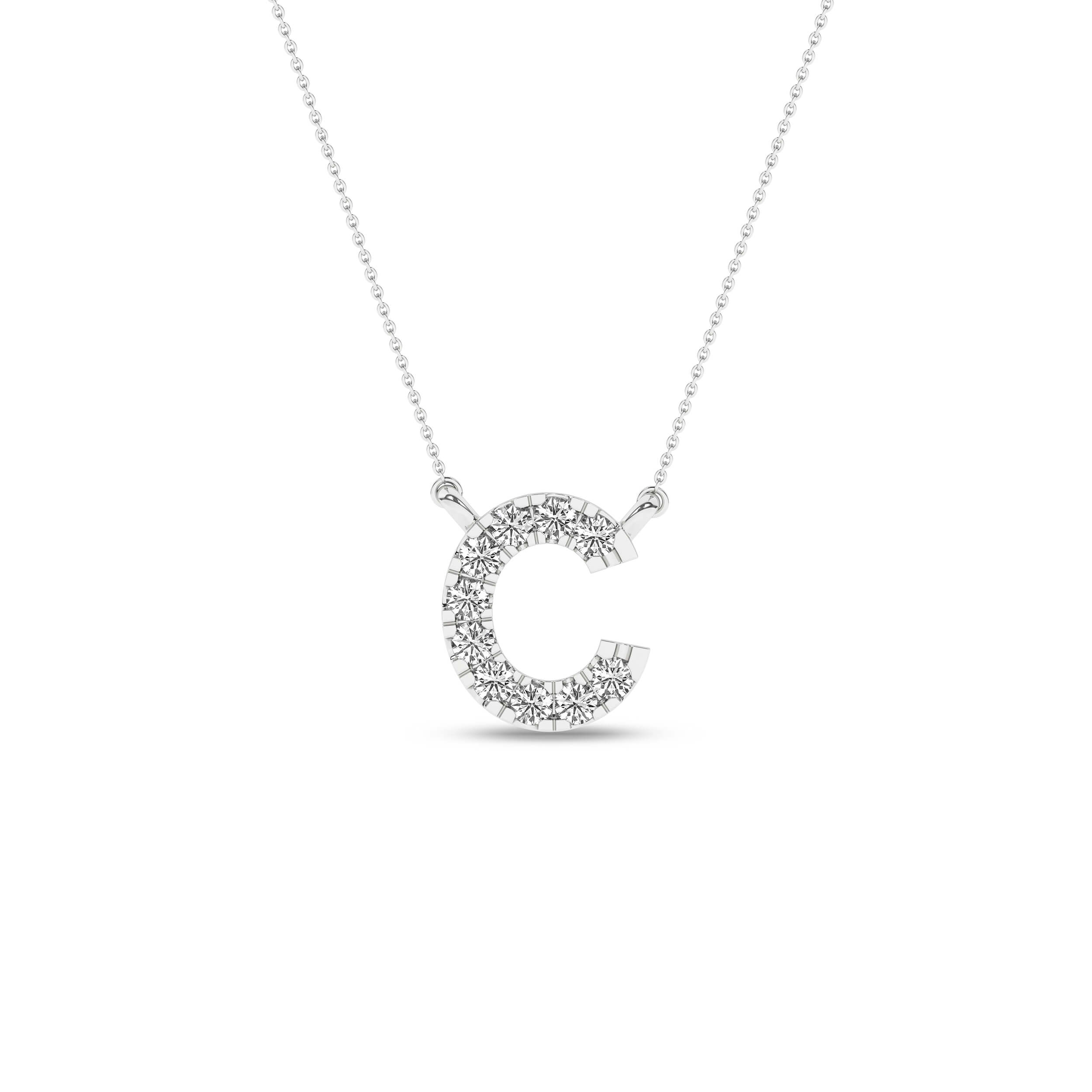 Colier litera "C" din Aur Alb 14K cu Diamante 0.08Ct, articol PF14770, previzualizare foto 1