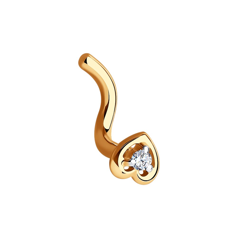 Piercing din Aur Roz 14K cu Diamant, articol 1060009, previzualizare foto 2