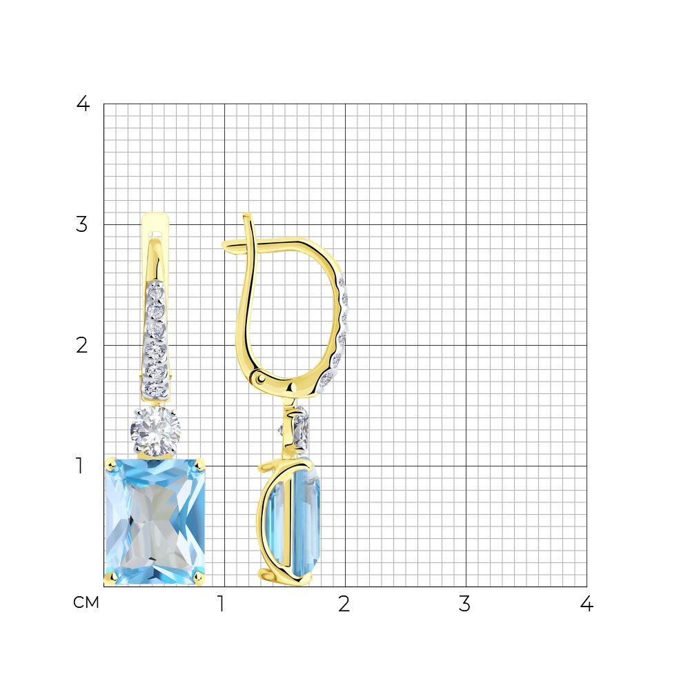 Cercei din Aur Galben 14K cu Topaz si Zirconiu, articol 726952-2, previzualizare foto 2