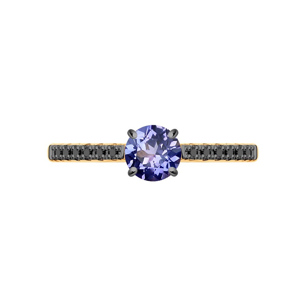 Inel din Aur Roz 14K cu Diamante Negre si Tanzanit, articol 6014216, previzualizare foto 2