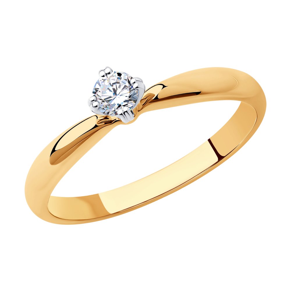 Inel din Aur Roz 14K cu Diamant, articol 1012167, previzualizare foto 1