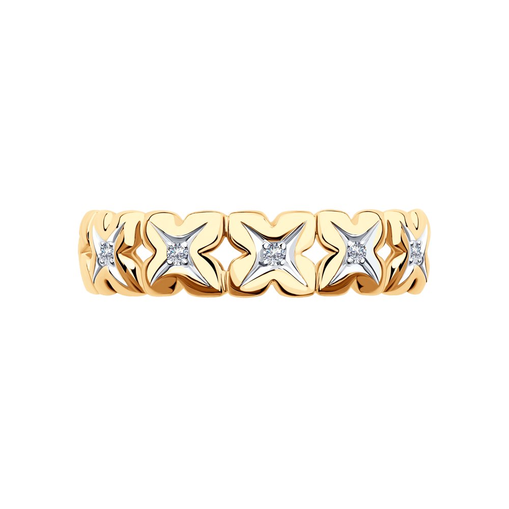 Inel din Aur Roz 14K cu Diamante, articol 1012116, previzualizare foto 3