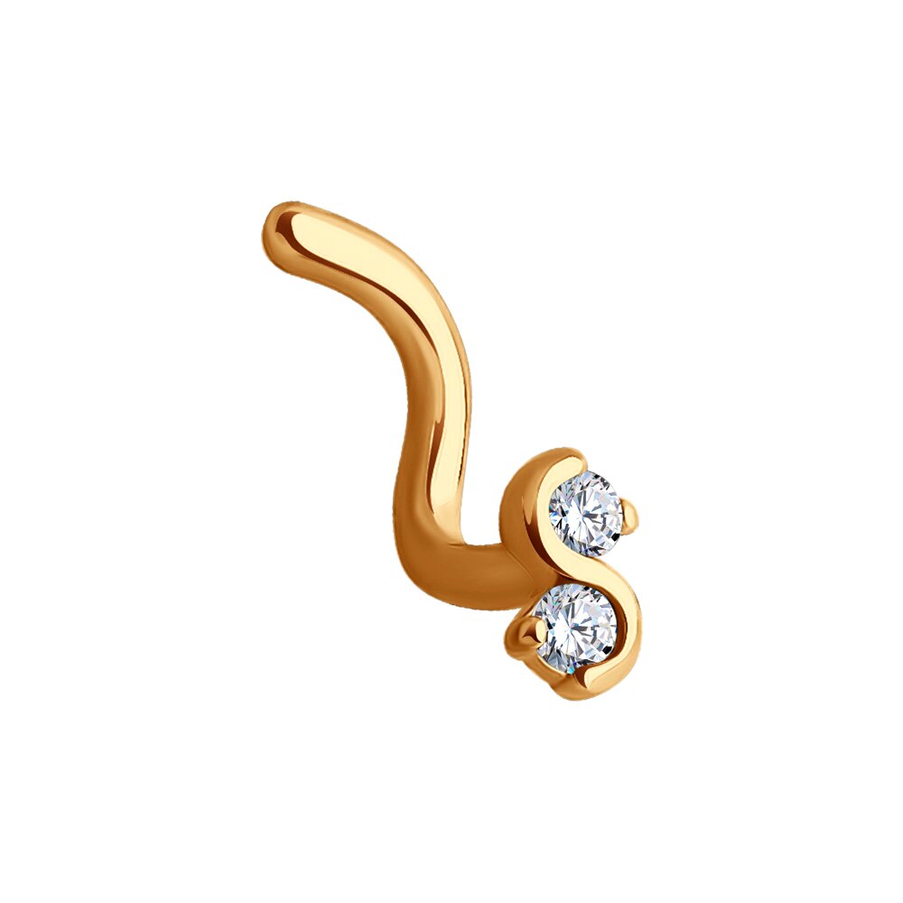 Piercing in nas din Aur roz 14K cu Zirconiu, articol 060049, previzualizare foto 1
