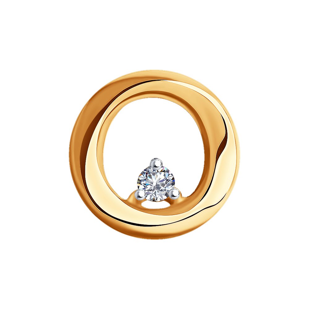Pandantiv din Aur Roz 14K cu Diamant, articol 1030790, previzualizare foto 1