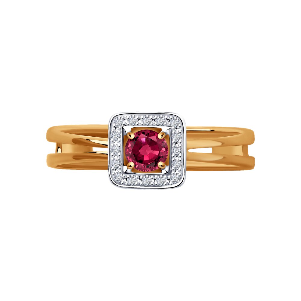 Inel din Aur Roz 14K cu Diamante si Rubin, articol 4010625, previzualizare foto 5
