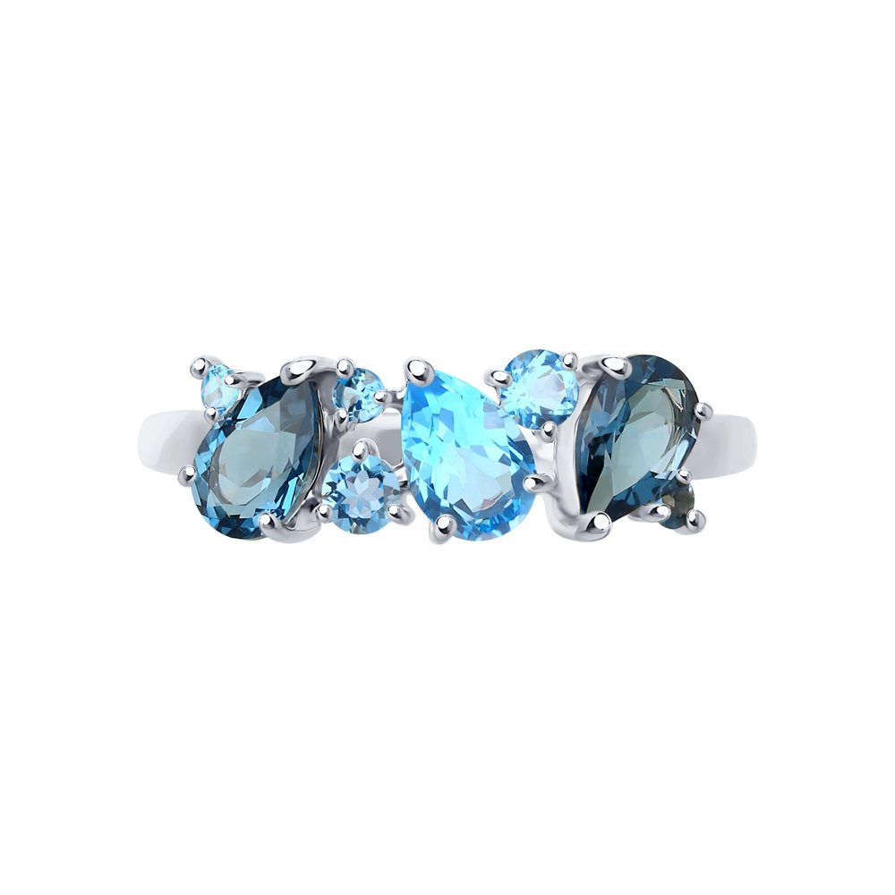 Inel din Aur Alb 14K cu Topaz si Zirconiu, articol 715439-3, previzualizare foto 2