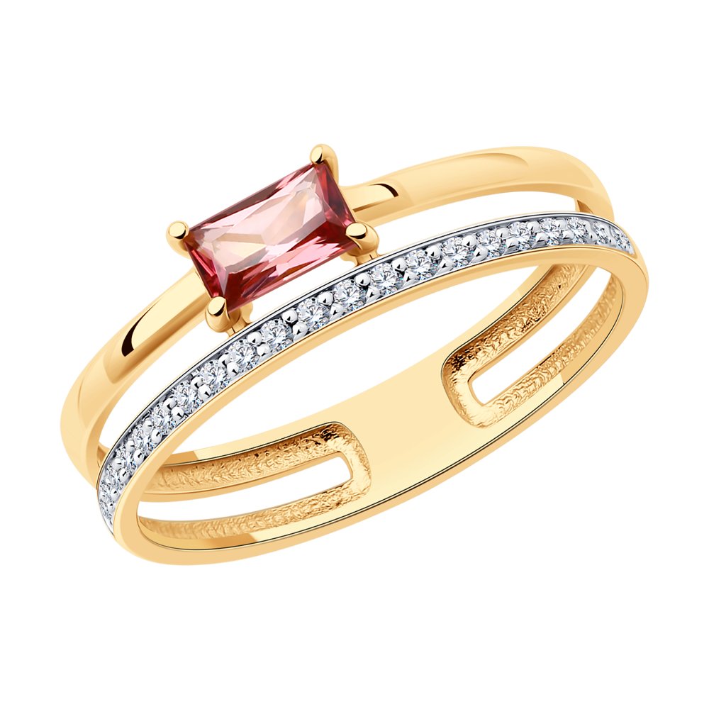 Inel din Aur Roz 14K cu Turmalina si Diamante, articol 6014212, previzualizare foto 1