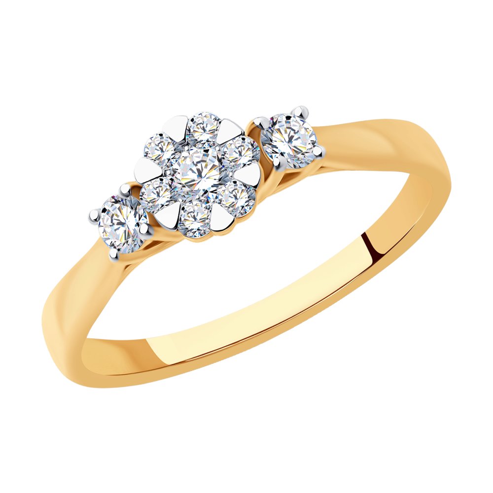 Inel din Aur Roz 14K cu Diamante, articol 1012198, previzualizare foto 1