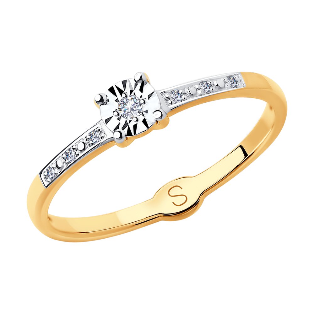 Inel din Aur Roz 14K cu Diamante, articol 1011713, previzualizare foto 1