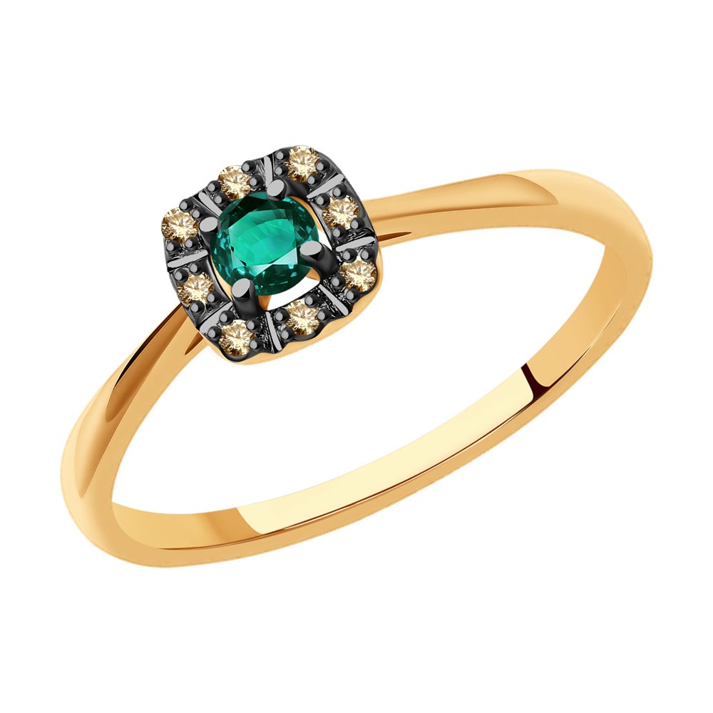 Inel din Aur Roz 14K cu Smarald si Diamante , articol 3010583, previzualizare foto 1