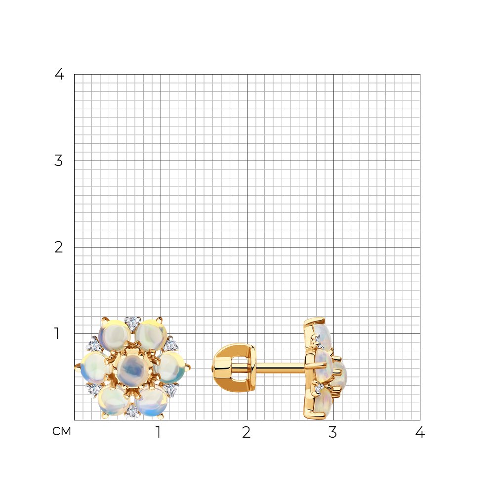 Cercei din Aur Roz 14K cu Diamante si Opal, articol 6024230, previzualizare foto 2